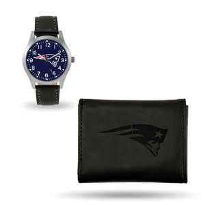 NFL New England Patriots Sparo Black Watch And Wallet Gift Set